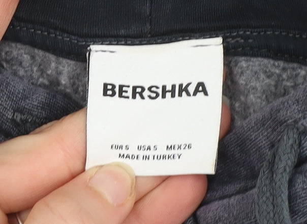 Bershka Women Grey Star Print Hoodie Size S Cotton Blend