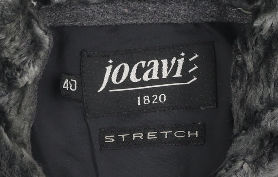Jocavi Women’s Grey Wool Blend Pea Coat with Faux Fur Collar Size 12