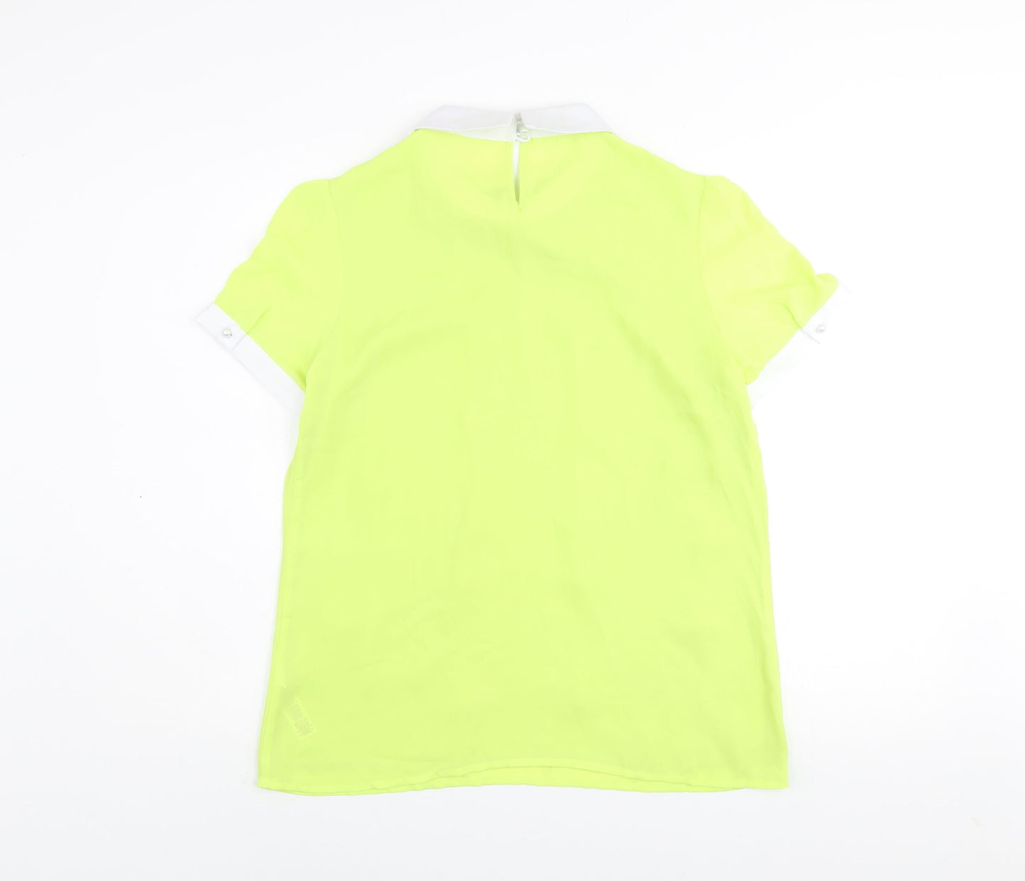 Savida Women's Yellow Floral Collared Short Sleeve Blouse Size 12
