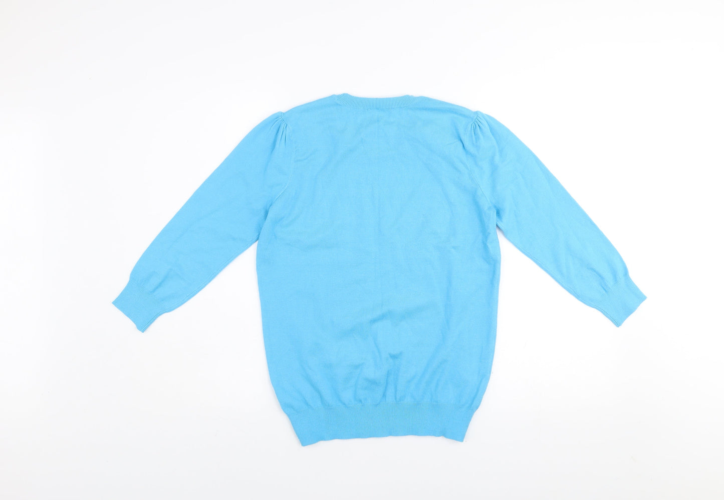 Savida Women's Blue Crew Neck Embellished Jumper Size 10