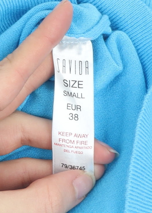 Savida Women's Blue Crew Neck Embellished Jumper Size 10