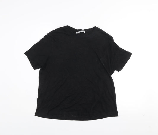 MNG Women's Black Basic Cotton Short Sleeve T-Shirt Size M