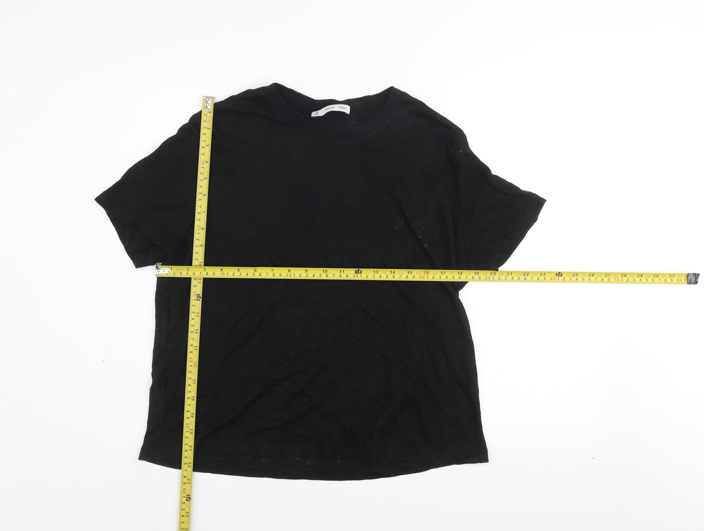 MNG Women's Black Basic Cotton Short Sleeve T-Shirt Size M