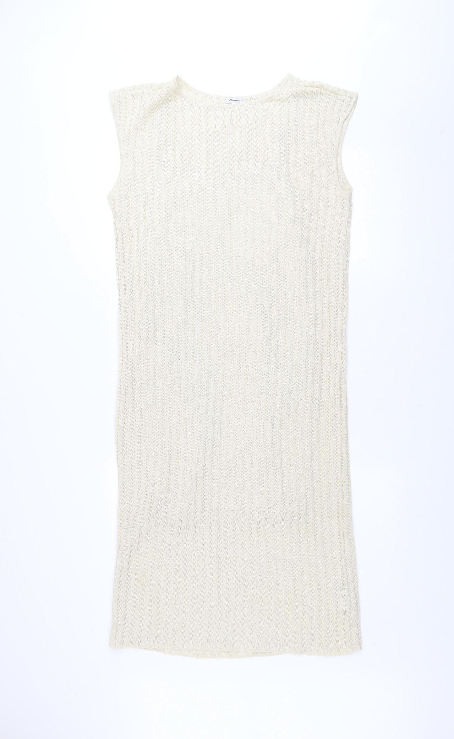 Vilanova Women Ivory Sleeveless Knit Bodycon Dress Size S