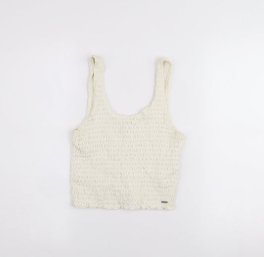 Hollister Women’s Ivory Cropped Stretch Tank Top S