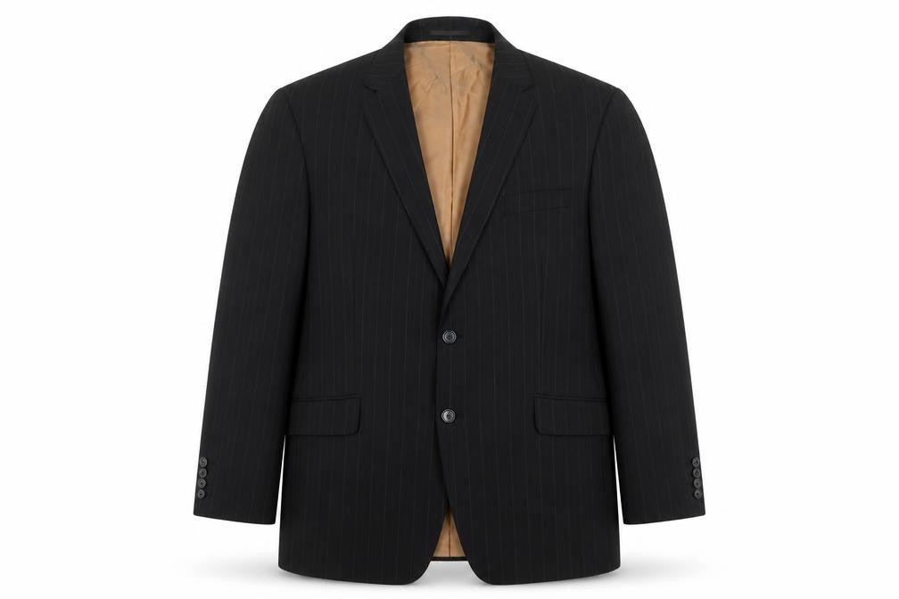 Kartel Men Black 44R Pinstripe Wool Blend Two-Button Blazer