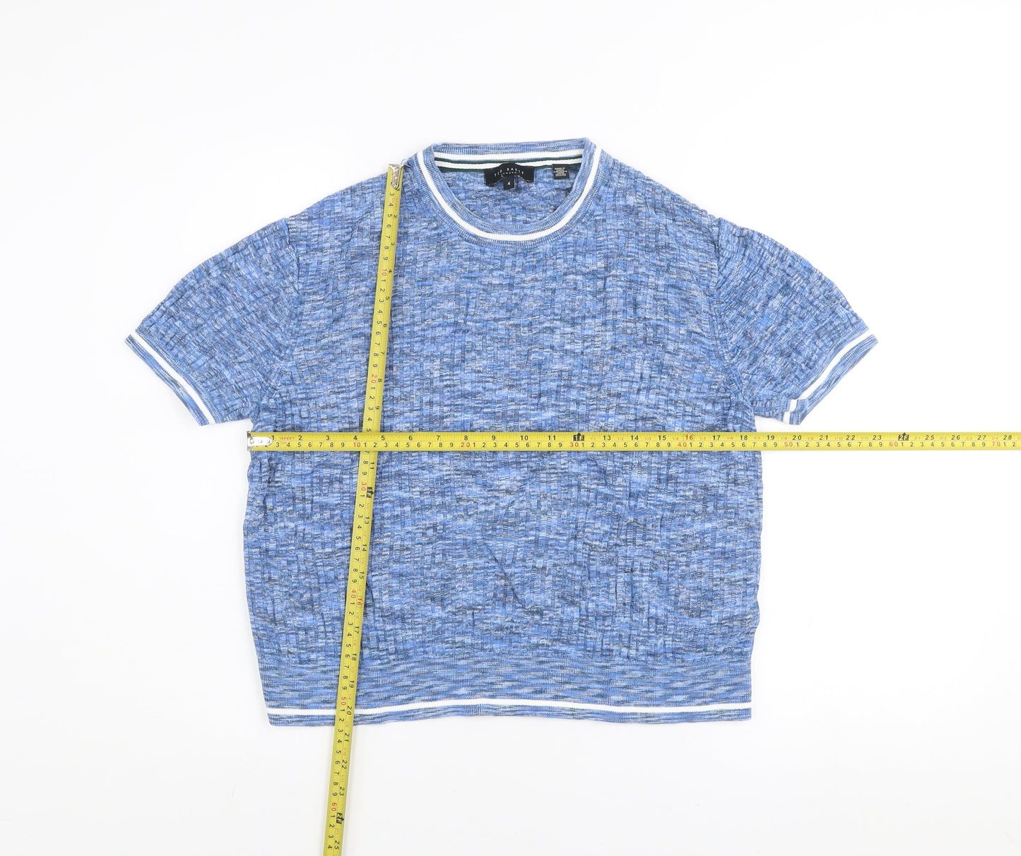 Ted Baker Men's Blue Knit Short Sleeve Crew Neck Top Size L