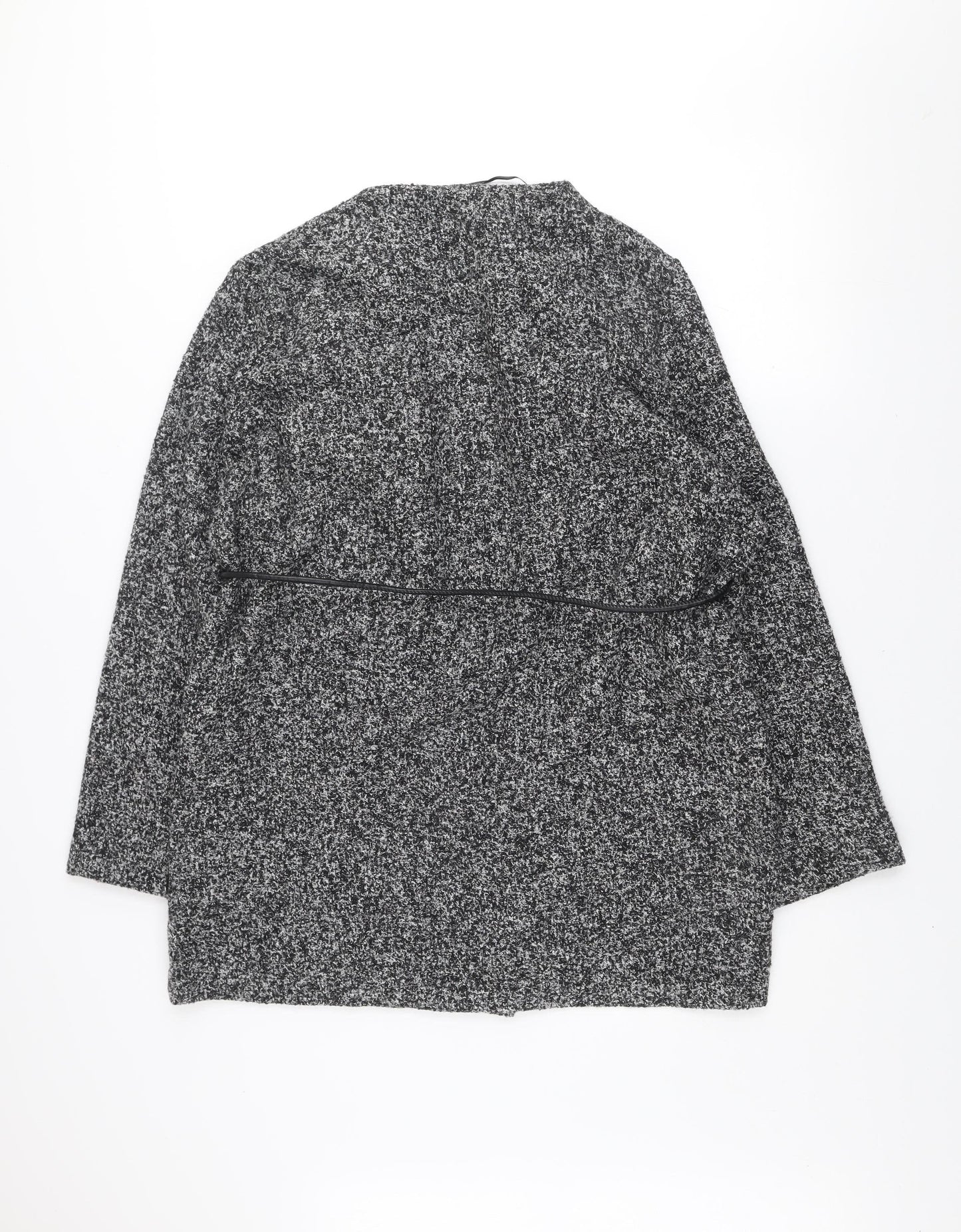 Mystify Women Grey Belted Knit Mid-Length Coatigan Size 18