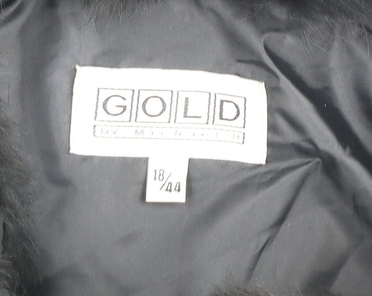 Gold by Michael H Women's Black Quilted Fur Trim Jacket Size 18