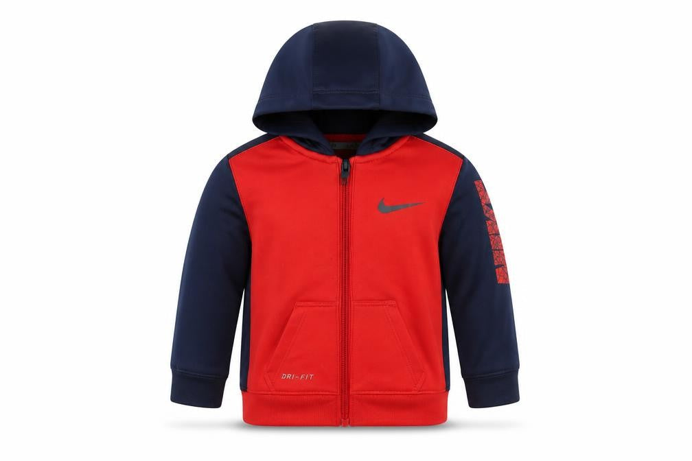 Nike Unisex Baby Red & Navy Hooded Full Zip Dri-FIT Track Jacket 6-9 Months