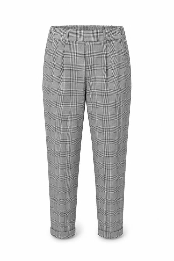 Bershka Women's Grey Check Tapered Trousers Size S
