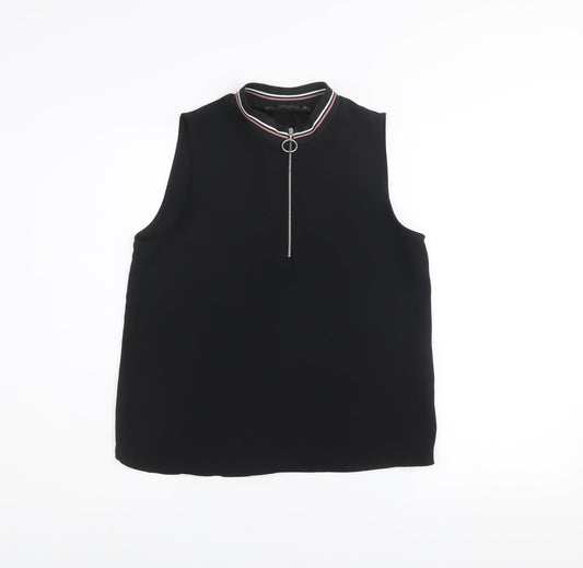 Zara Women's Black Sleeveless High Neck Zip Tank Top Size S