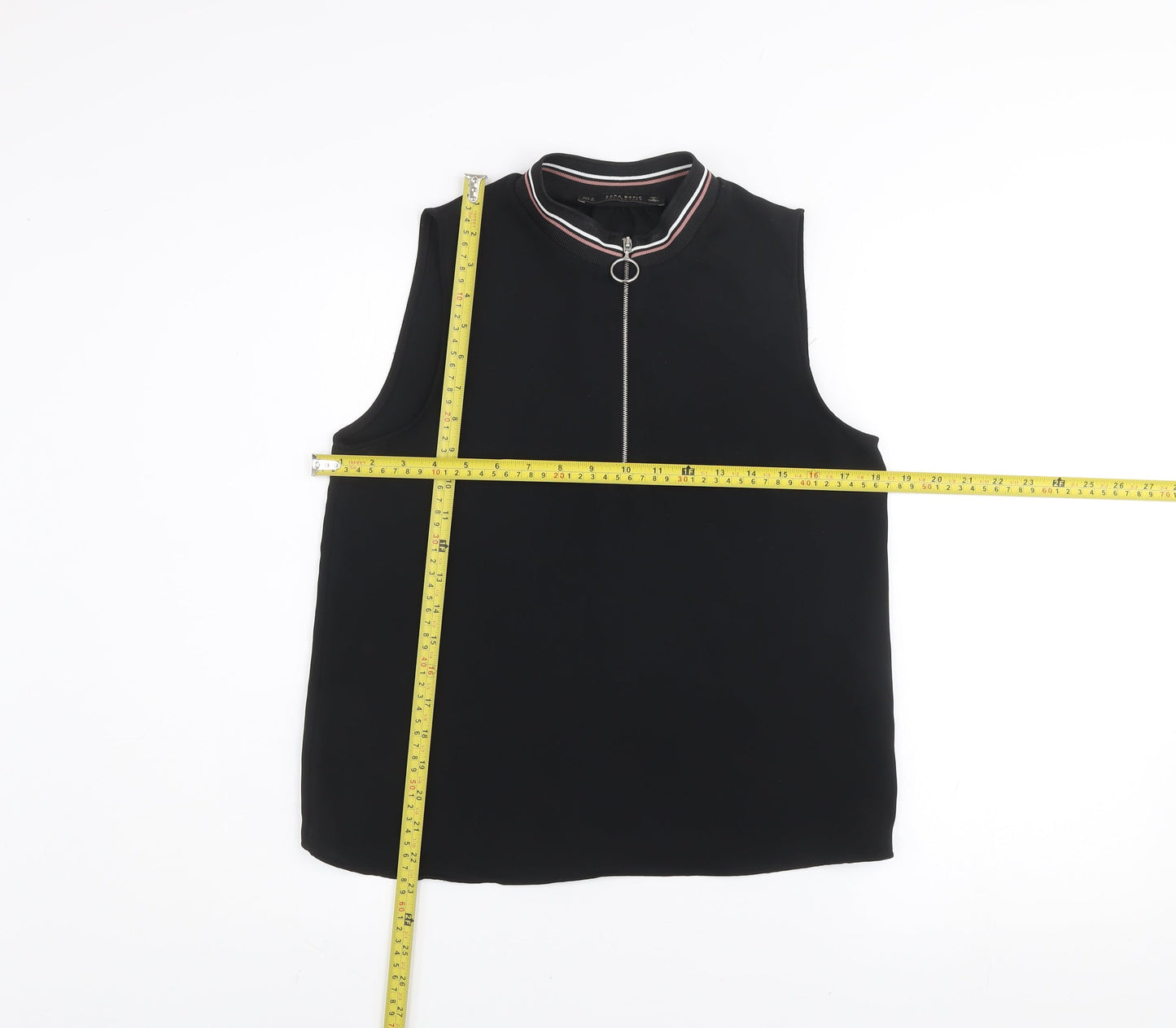 Zara Women's Black Sleeveless High Neck Zip Tank Top Size S