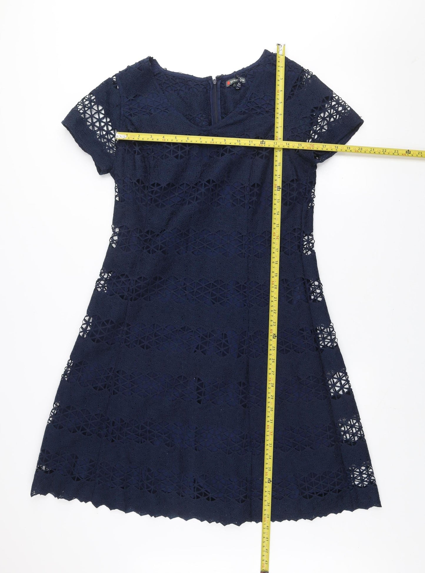 Street One Women's Blue Lace Shift Dress Size 14
