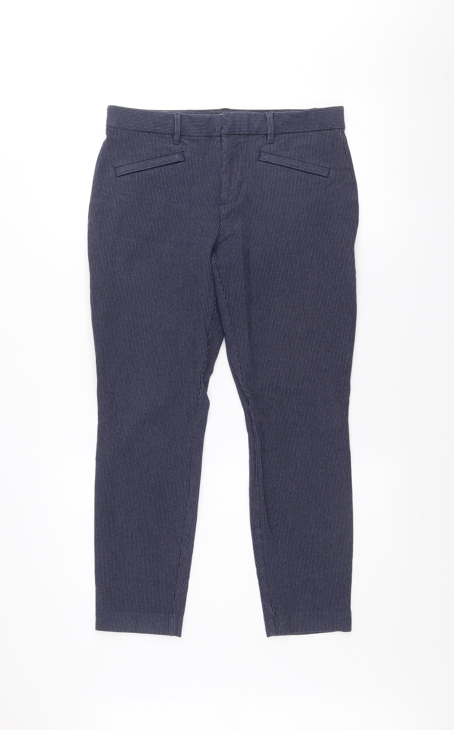 GAP Women Blue Striped Skinny Ankle Trousers Size 8
