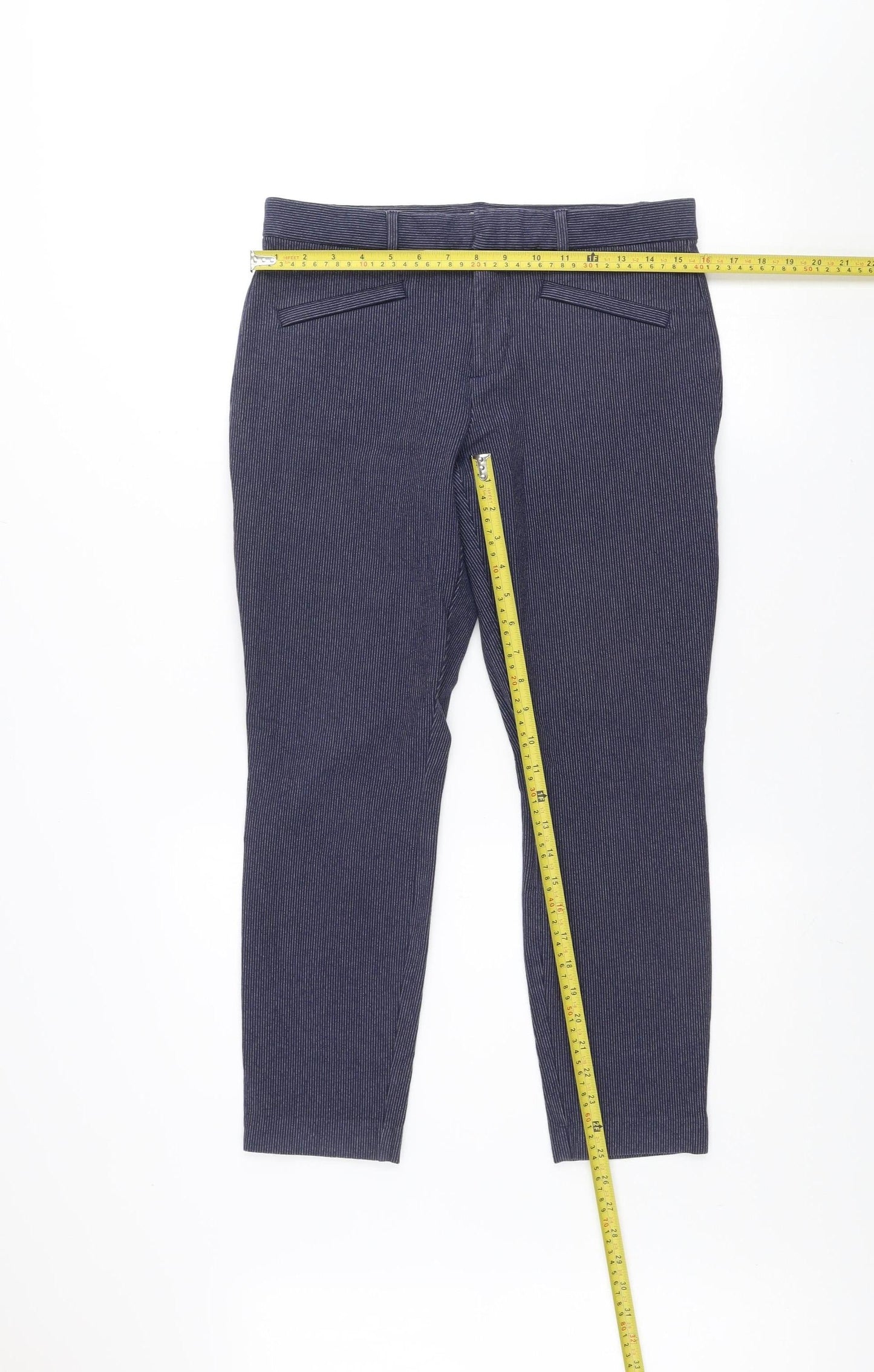 GAP Women Blue Striped Skinny Ankle Trousers Size 8