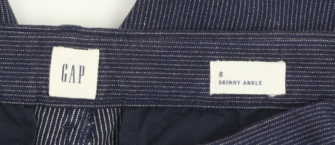 GAP Women Blue Striped Skinny Ankle Trousers Size 8