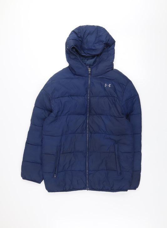 Under Armour Boys Blue Hooded Puffer Jacket 14 Years Winter Coat