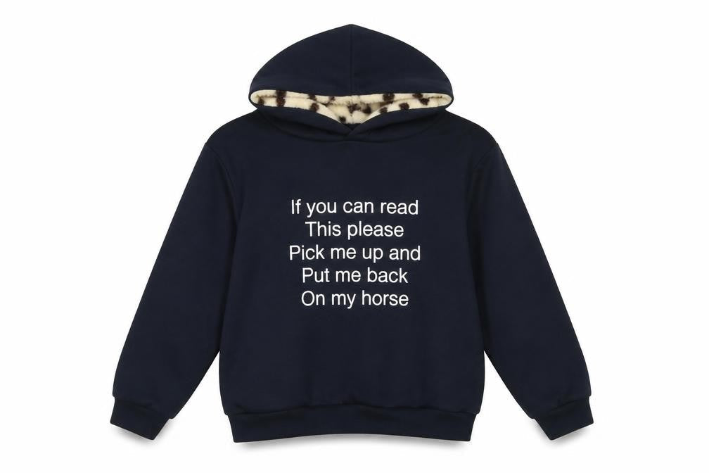 Nelson Ashby Women's Navy Pullover Hoodie Small Fleece Lined Fun Slogan