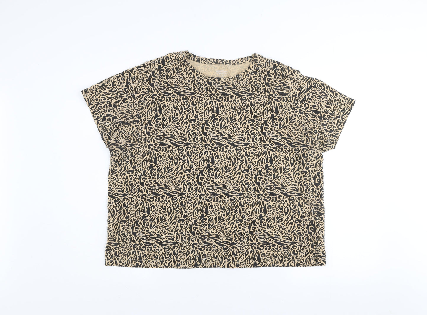 Dunnes Stores Women’s Beige Animal Print Cotton T-Shirt XL