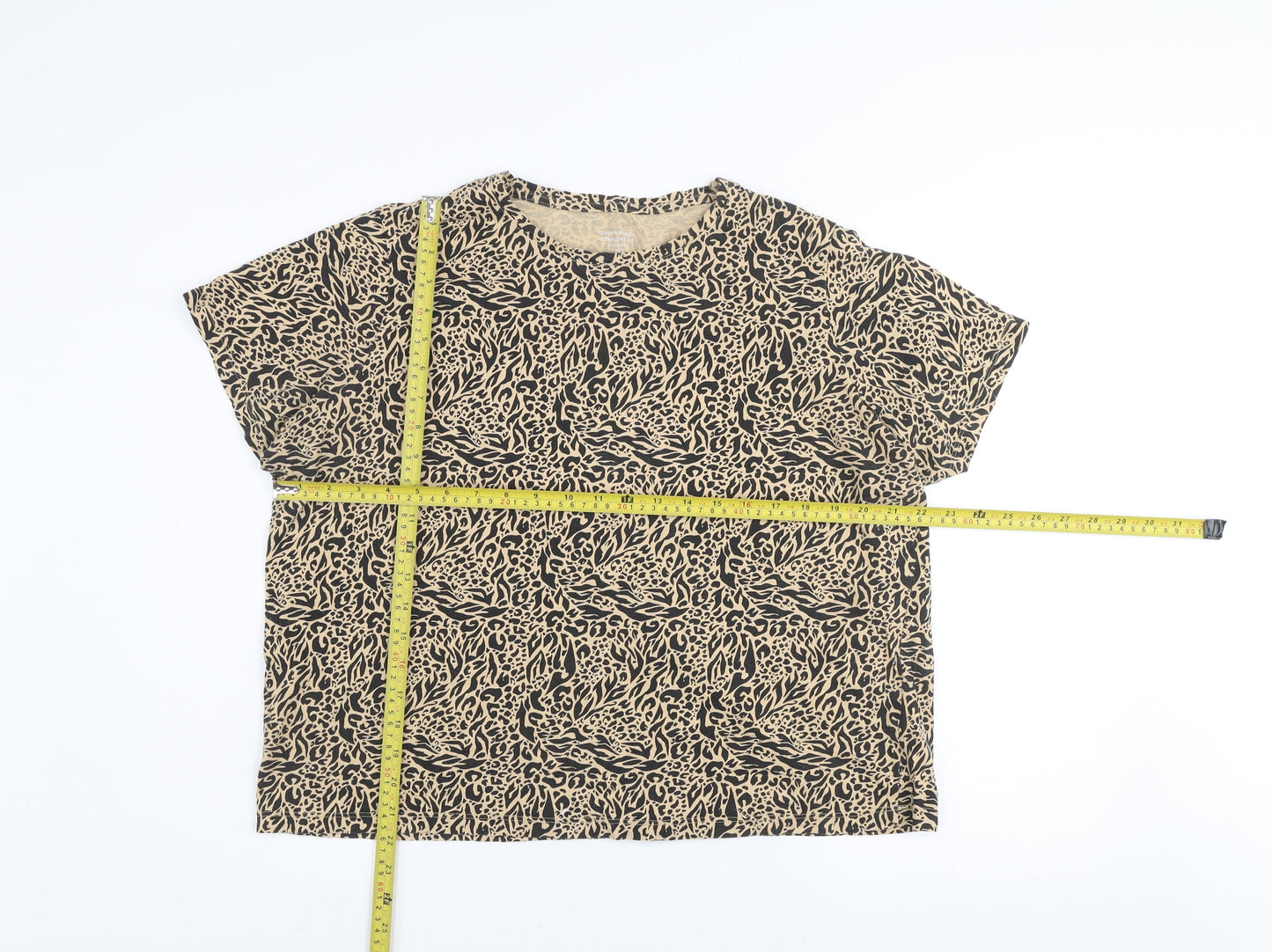 Dunnes Stores Women’s Beige Animal Print Cotton T-Shirt XL