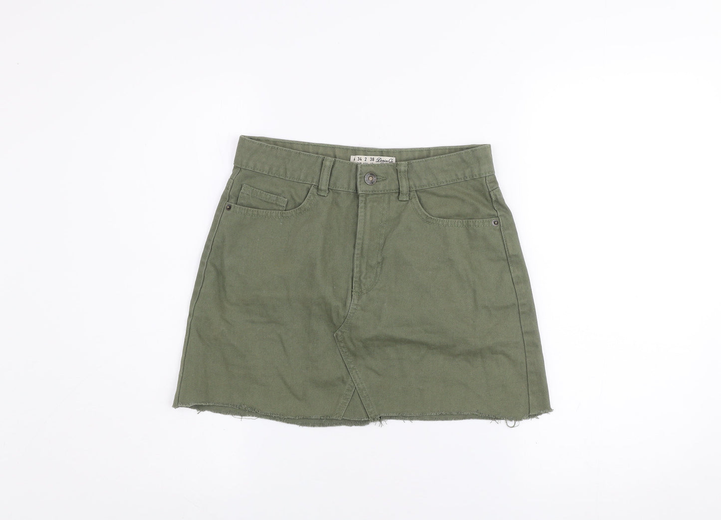 Denim Co Women’s Green Cotton A-Line Short Skirt Size 6