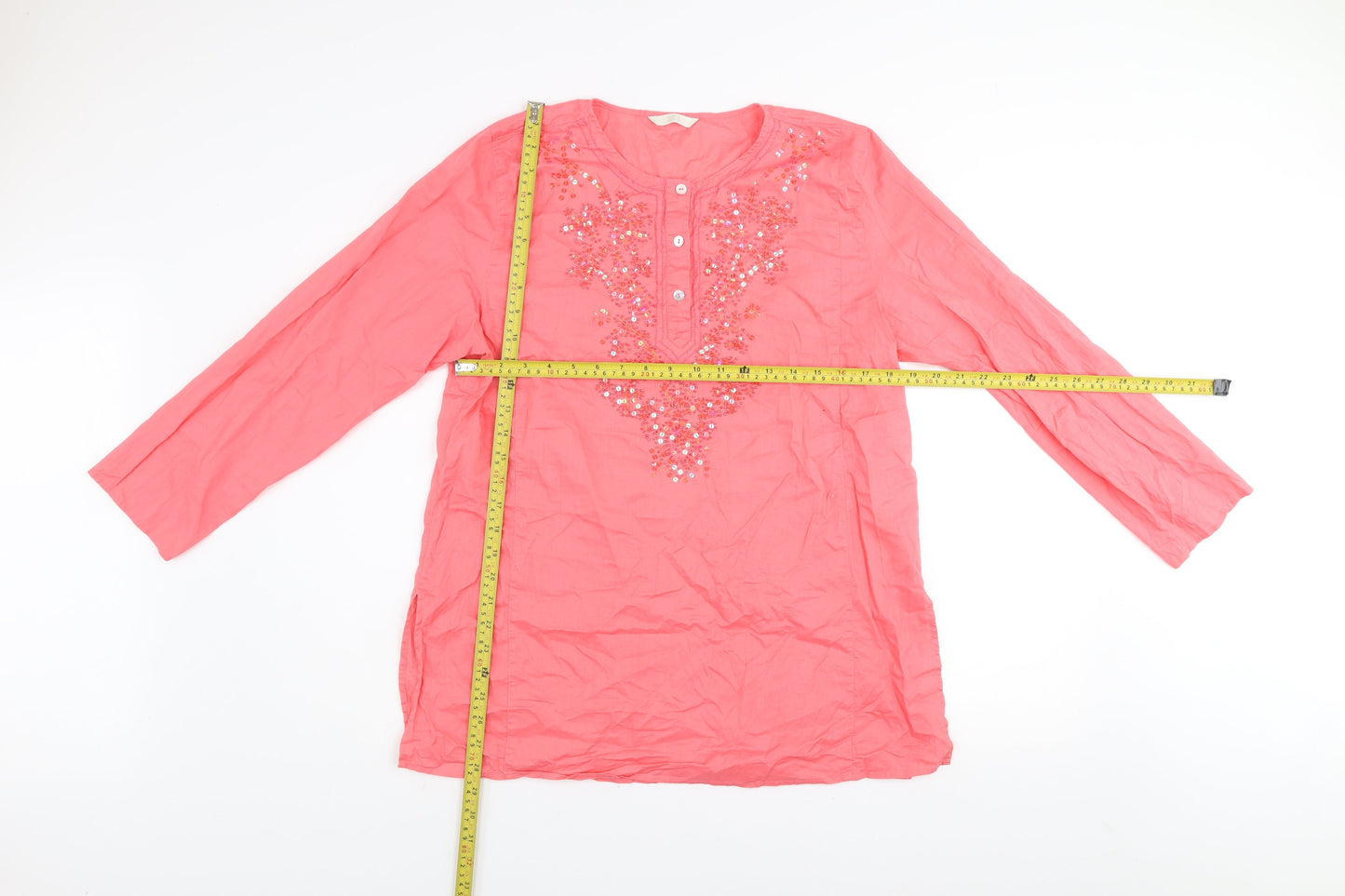 Marks and Spencer Women's Pink Embroidered Tunic Blouse UK 16