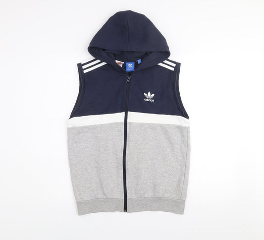 Adidas Teens Multicoloured 164 Sleeveless Hooded Zip Active Jacket