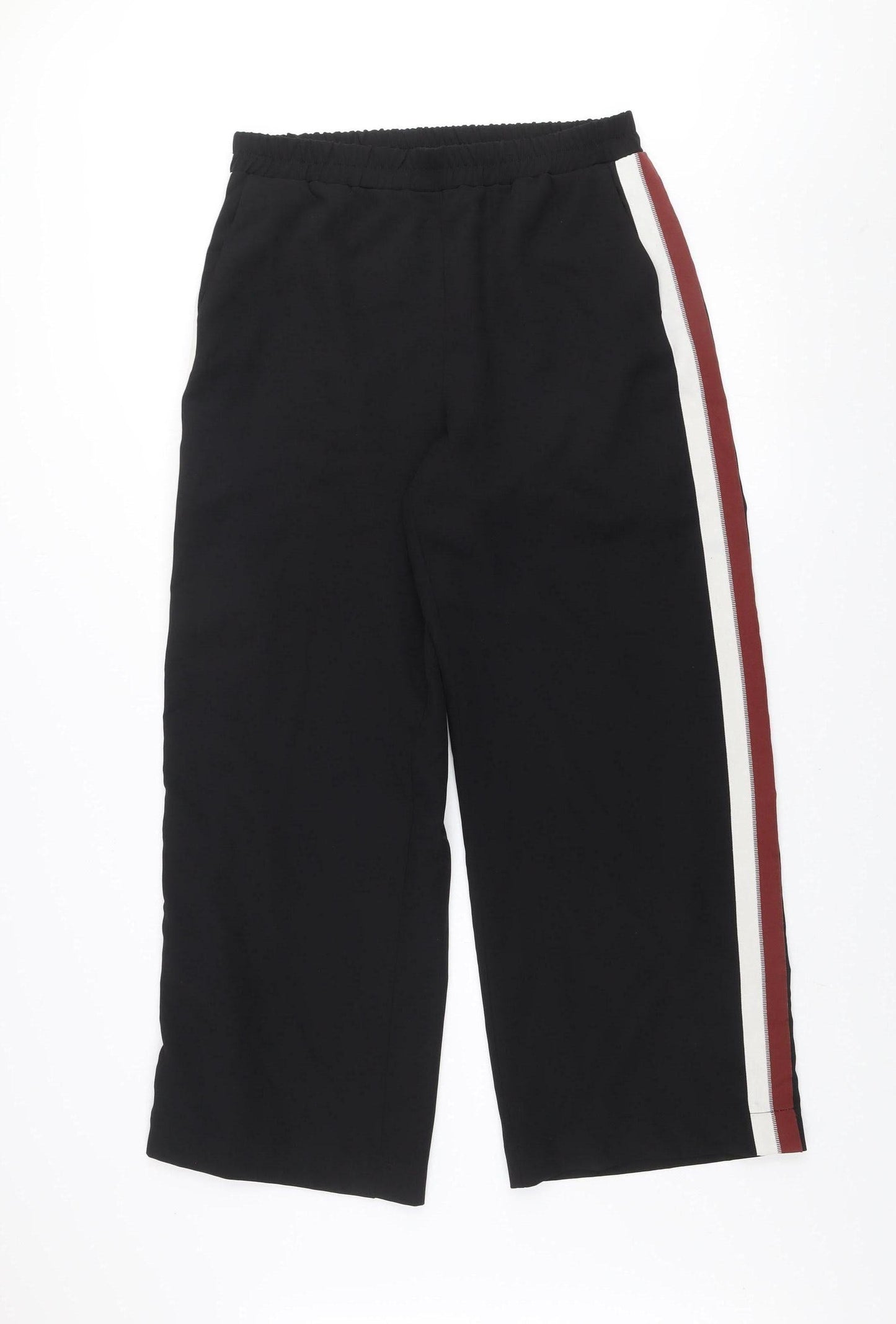 Gallery Women Black UK 12 Elastic Waist Straight Trousers