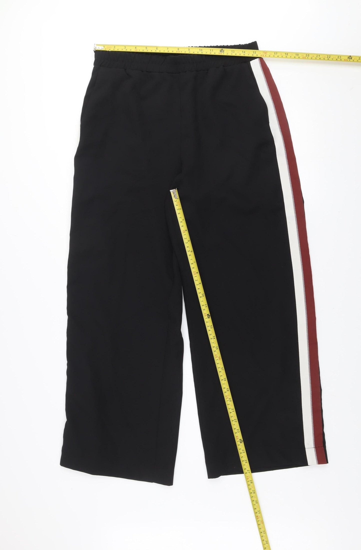 Gallery Women Black UK 12 Elastic Waist Straight Trousers