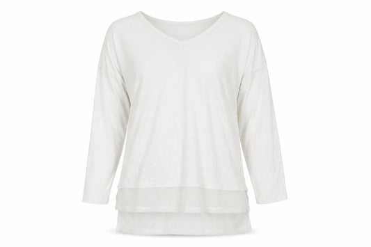 Friends Like These Women White V-Neck Tunic Blouse UK 10 Long Sleeve