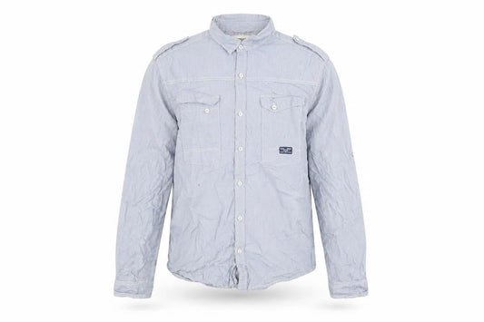 Diesel Men's Blue Stripe Button-Up Long Sleeve Cotton Shirt Size M