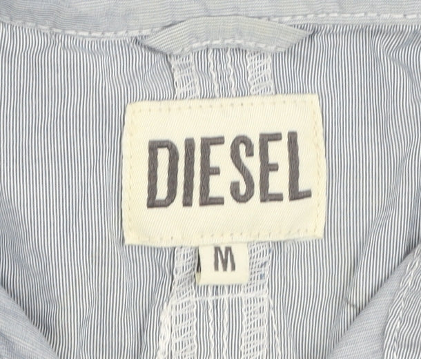Diesel Men's Blue Stripe Button-Up Long Sleeve Cotton Shirt Size M