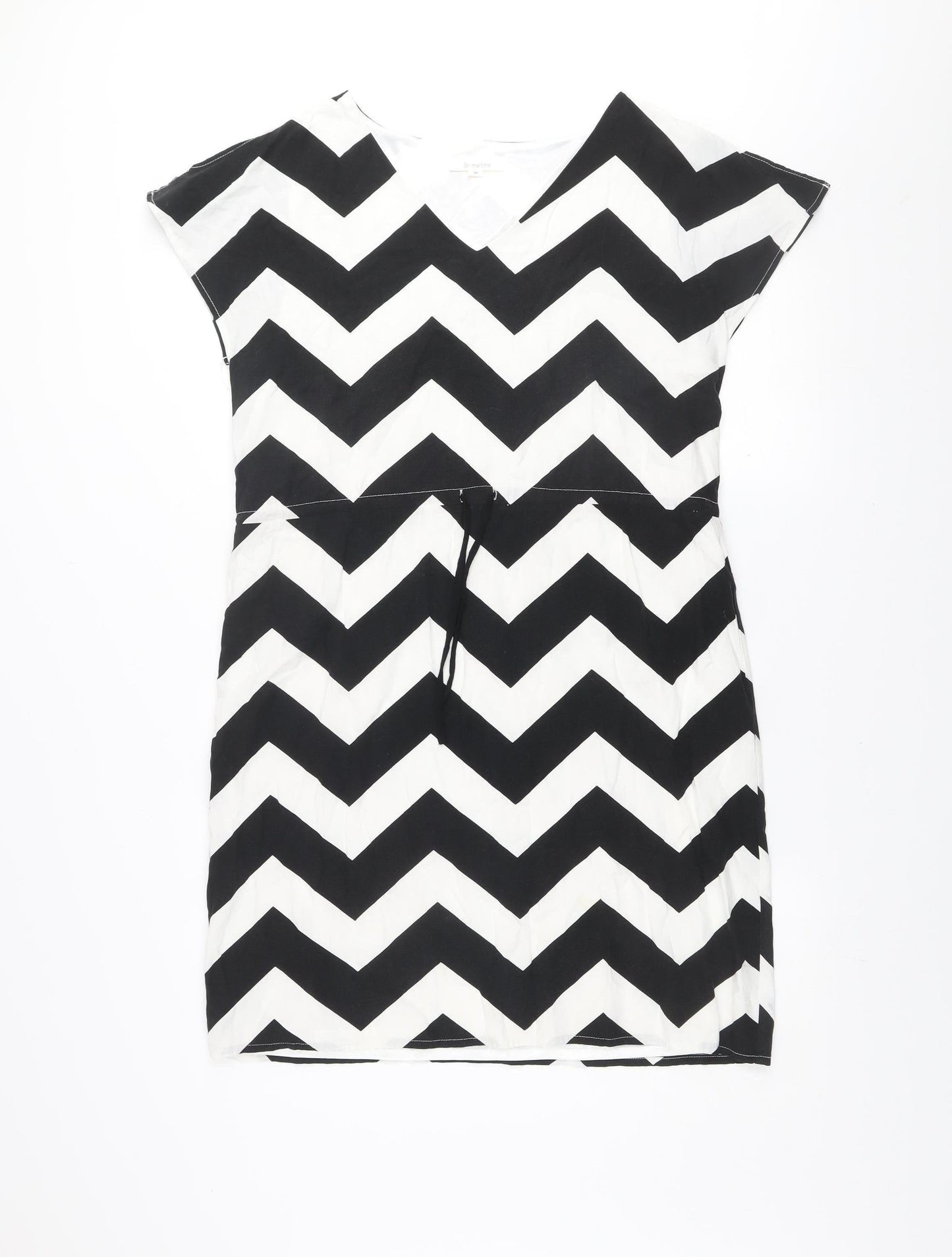 St-martins Women Black Chevron Knee Length Sheath Dress Size 8