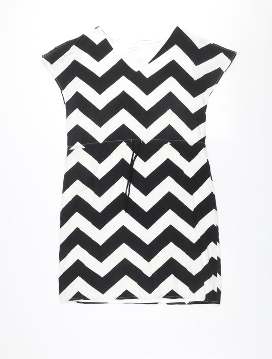 St-martins Women Black Chevron Knee Length Sheath Dress Size 8