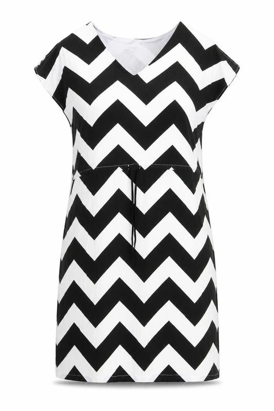 St-martins Women Black Chevron Knee Length Sheath Dress Size 8