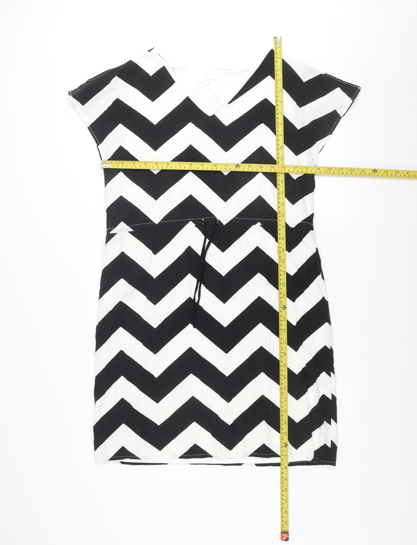 St-martins Women Black Chevron Knee Length Sheath Dress Size 8