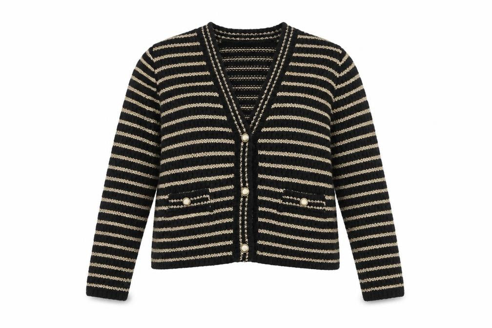 Primark Rita Ora x Primark Womens Black Gold Striped Cardigan XL Knit Jumper