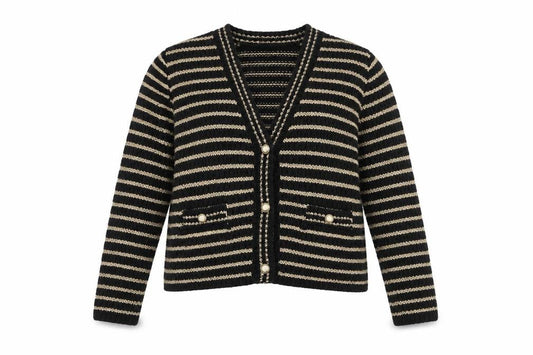 Primark Rita Ora x Primark Womens Black Gold Striped Cardigan XL Knit Jumper