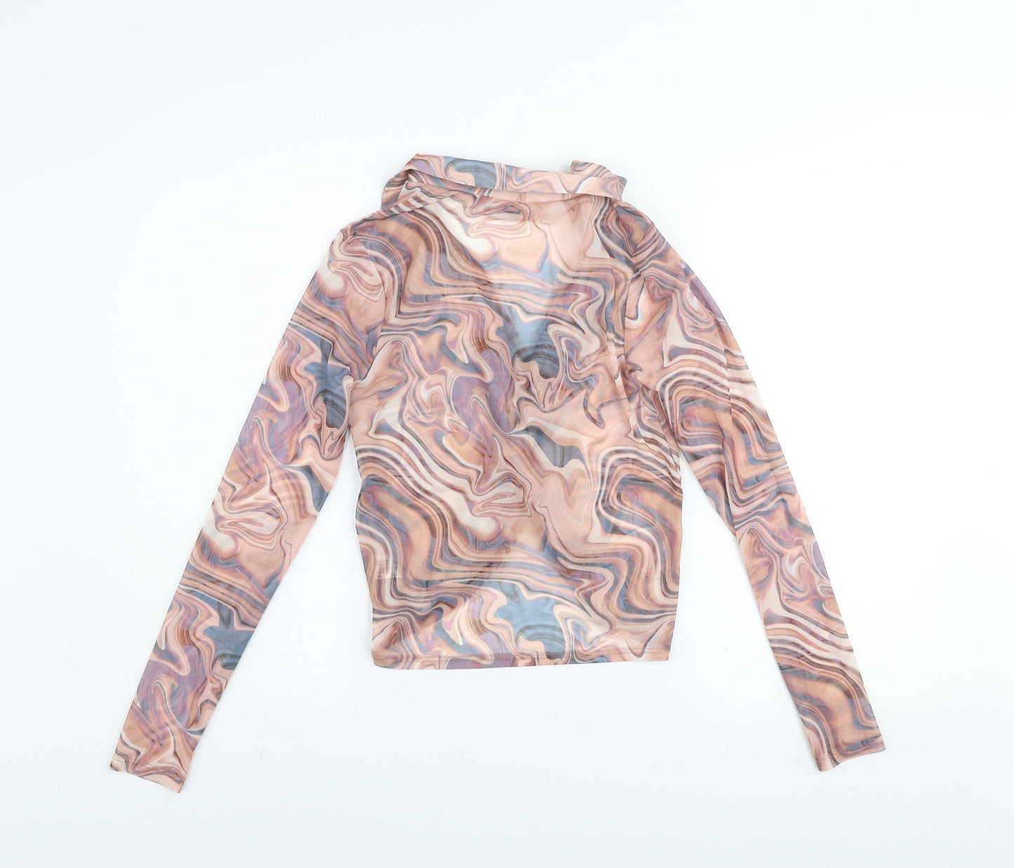 New Look Women’s Multicoloured Mesh Wrap Blouse UK 10 Long Sleeve