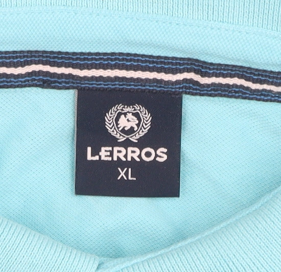 Lerros Mens Blue XL Cotton Elastane Short Sleeve Polo Shirt