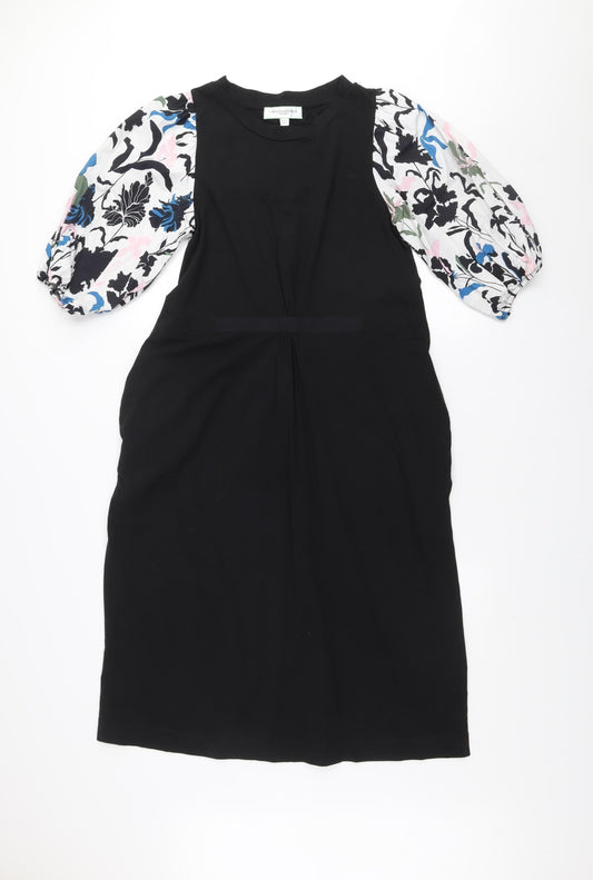 Carolyn Donnelly Women’s Black Floral Puff Sleeve Shift Dress Size S