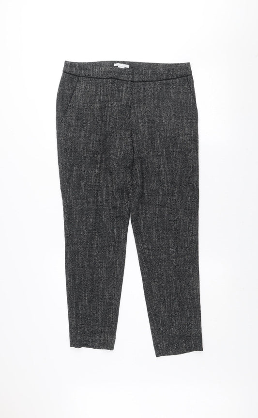 H&M Women's Grey Cropped Slim Fit Tapered Trousers Size 10