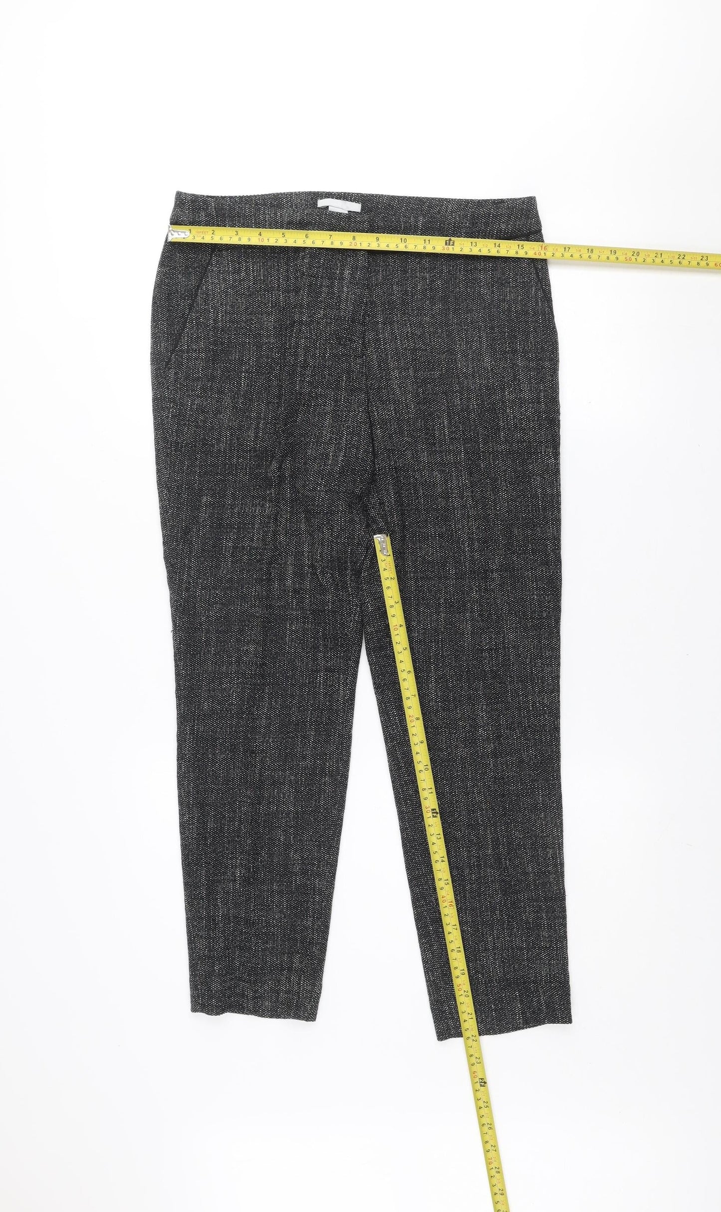 H&M Women's Grey Cropped Slim Fit Tapered Trousers Size 10
