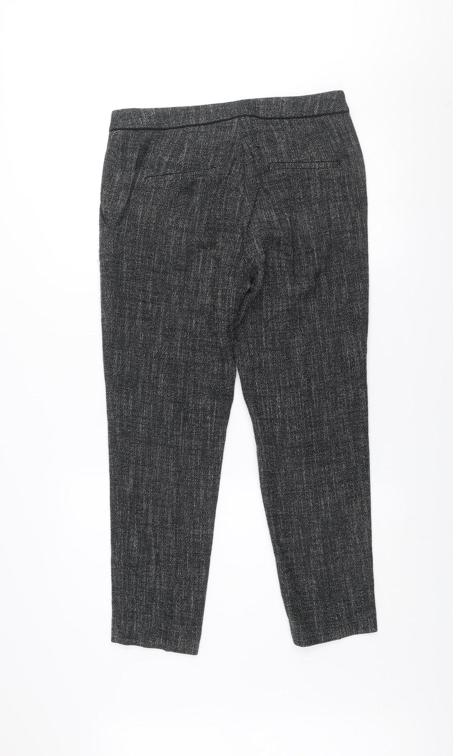 H&M Women's Grey Cropped Slim Fit Tapered Trousers Size 10