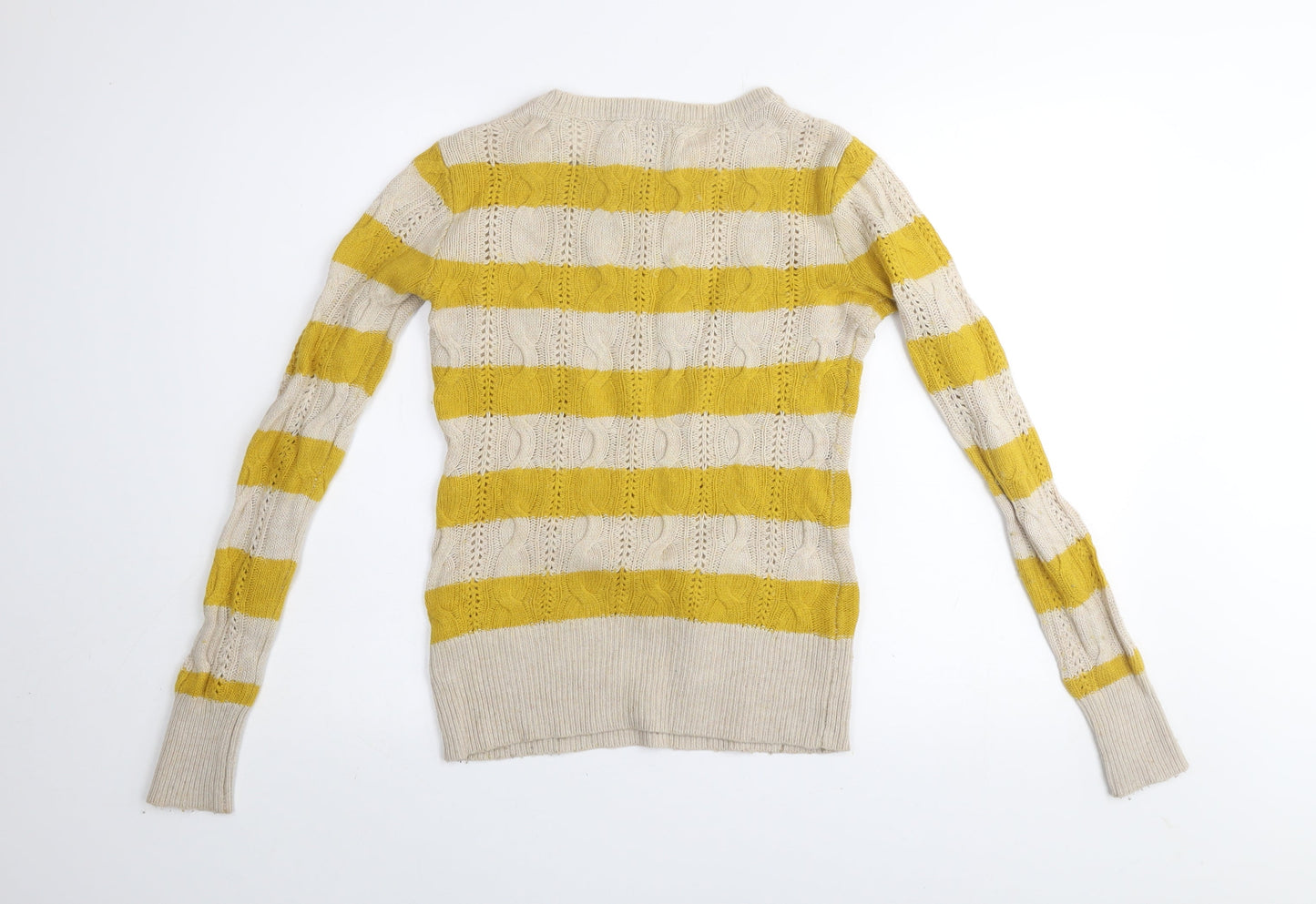 Aphorism Women’s Yellow Stripe Cable Knit Jumper Size 10