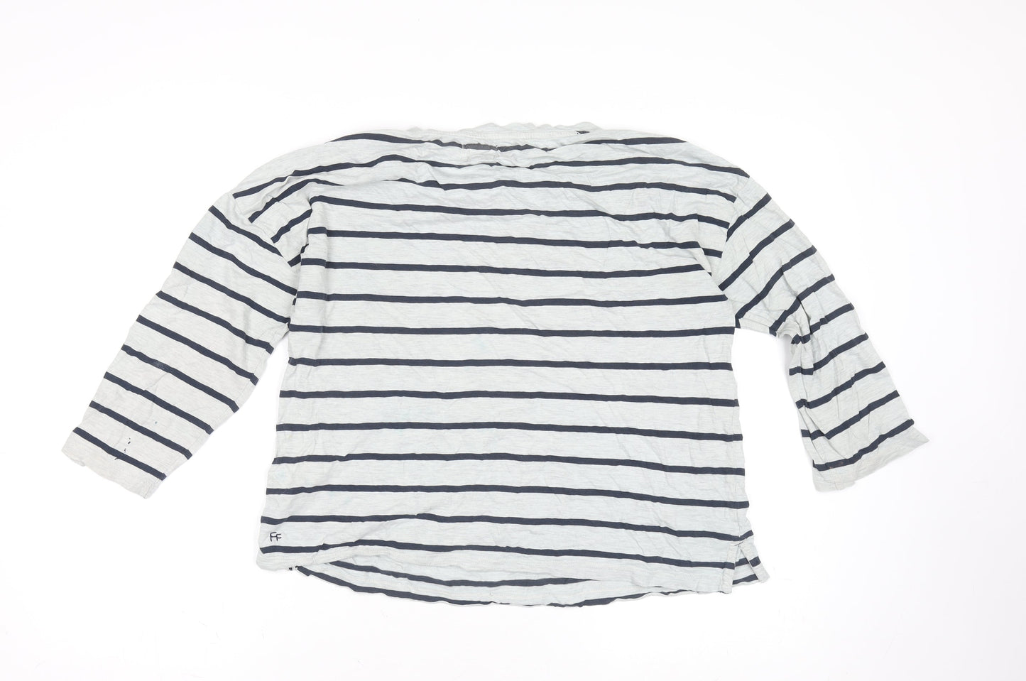 FatFace Women’s Blue White Striped 3/4 Sleeve Nautical Cotton Top Size 12