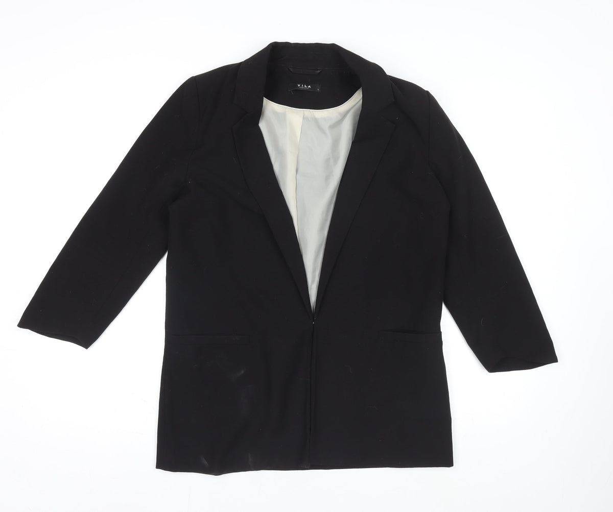 Vila Women Black M Longline Blazer Single-Breasted Jacket