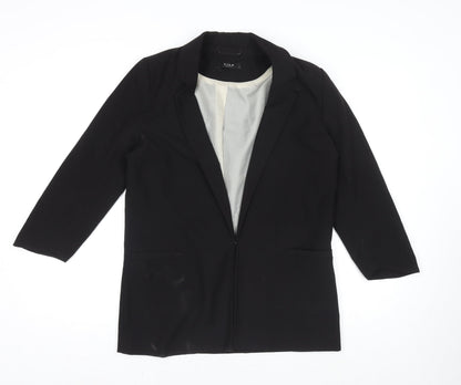 VILA Women Black M Longline Blazer Single-Breasted Jacket