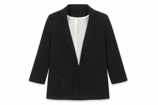 VILA Women Black M Longline Blazer Single-Breasted Jacket